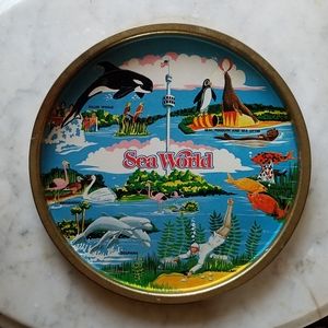 Vintage Sea World Metal Serving Platter/Plate
